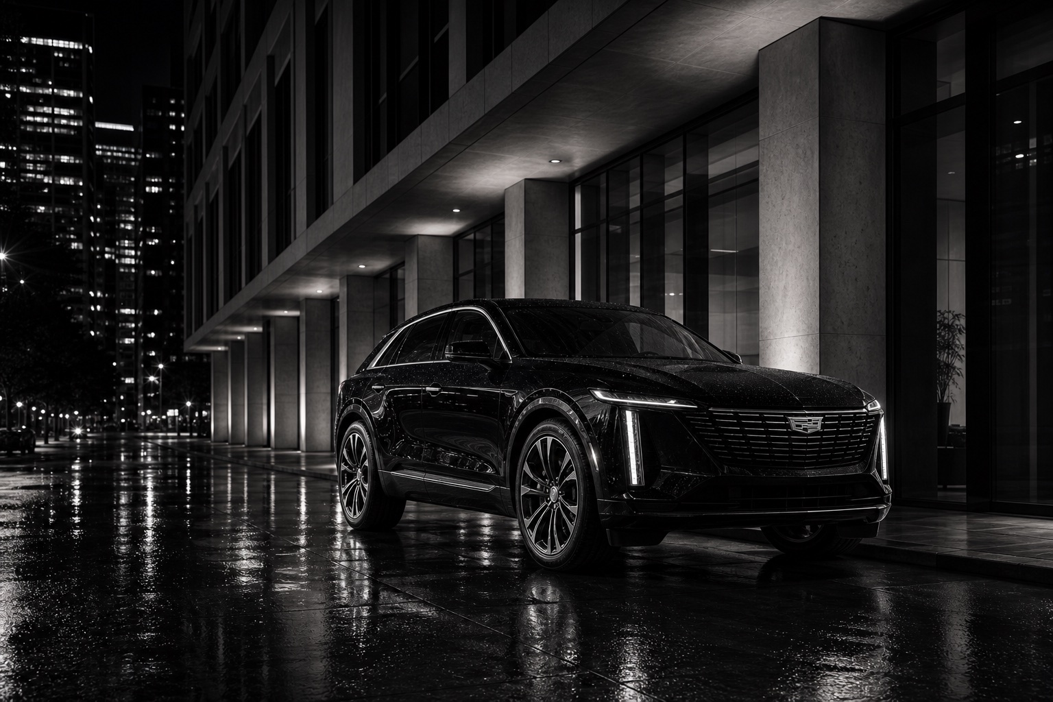 Luxury car in a night city