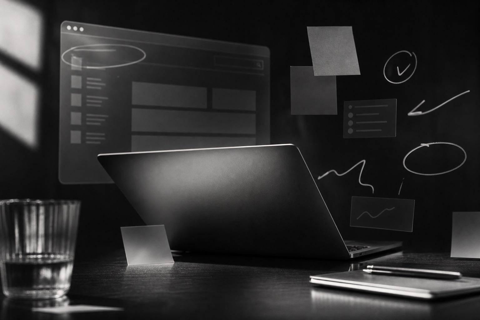 Laptop with visual collaboration notes